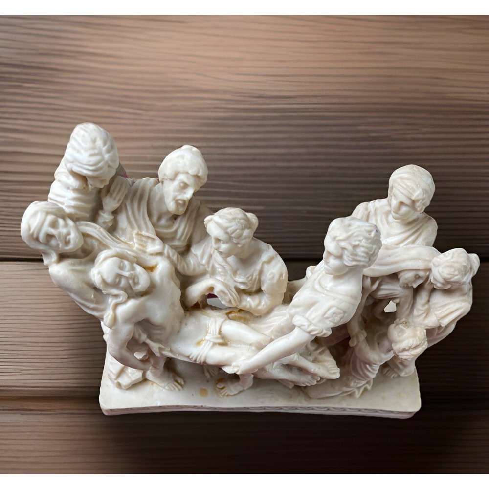 Vintage Italian Cast Marble Alabaster Descent From The Cross Religious Sculpture - Picture 2 of 9